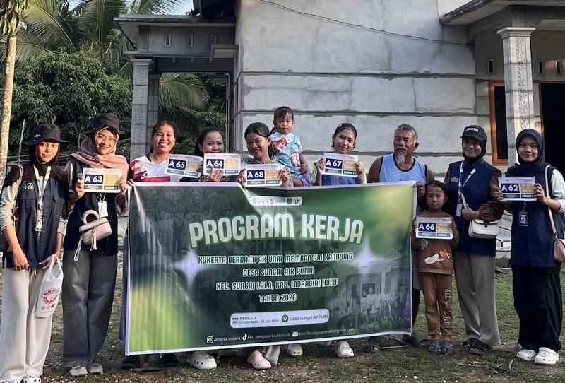 Program LENTERA, Mahasiswa KKN Unri Tata Alamat Lewat Penomoran 183 Rumah di Desa Sungai Air Putih