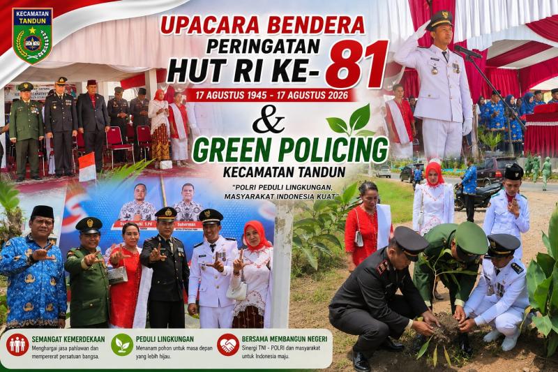Upacara HUT ke-81 RI di Tandun, Semangat Kemerdekaan Dilanjutkan dengan Gerakan Green Policing