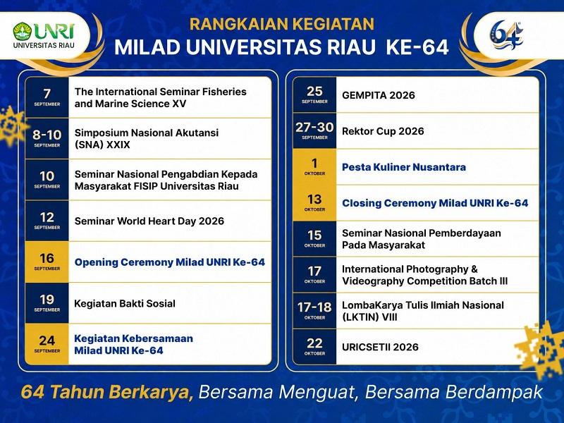 September–Oktober Penuh Kemeriahan, Unri Siapkan Agenda Besar Milad ke-64