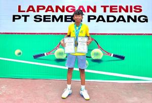 Siswa SMP Asal Siak Barra Khaleev Sabet 4 Medali Emas di Kejurnas Tenis Junior